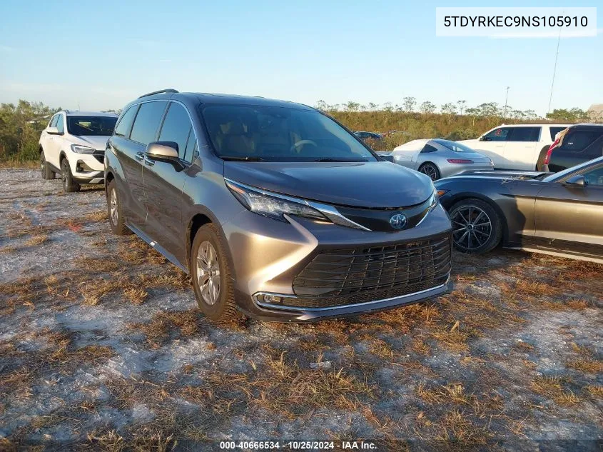 2022 Toyota Sienna Xle VIN: 5TDYRKEC9NS105910 Lot: 40666534