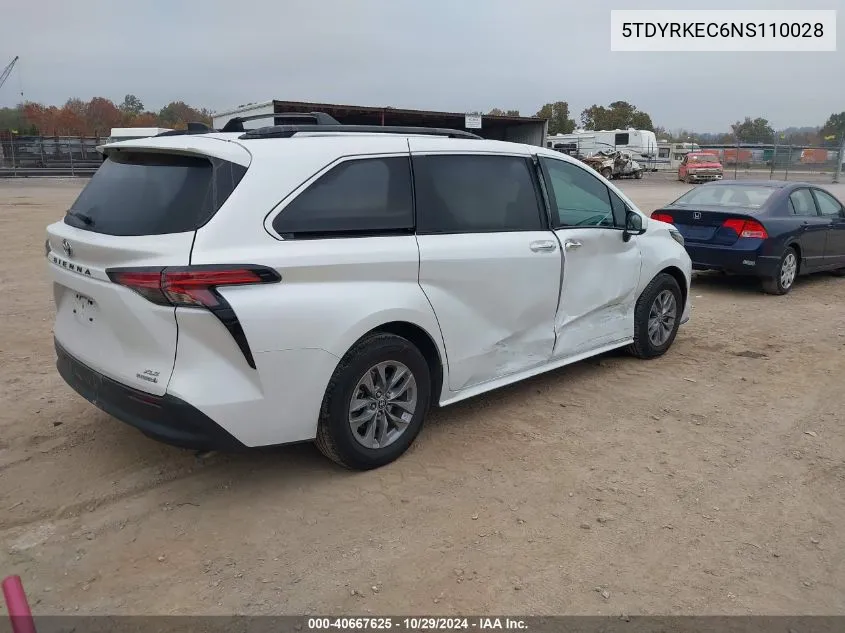 5TDYRKEC6NS110028 2022 Toyota Sienna Xle