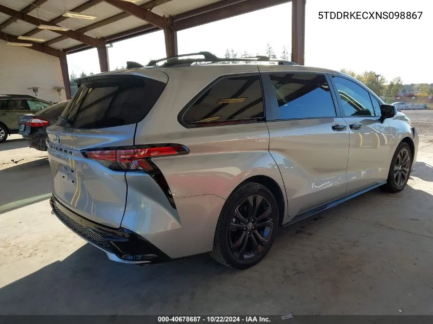 2022 Toyota Sienna Xse VIN: 5TDDRKECXNS098867 Lot: 40678687