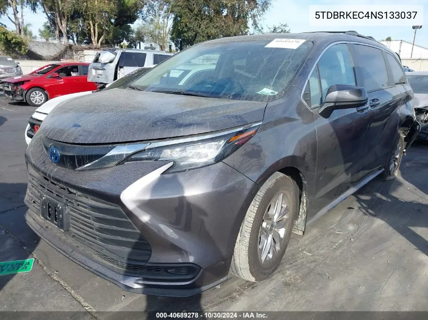 2022 Toyota Sienna Le VIN: 5TDBRKEC4NS133037 Lot: 40689278