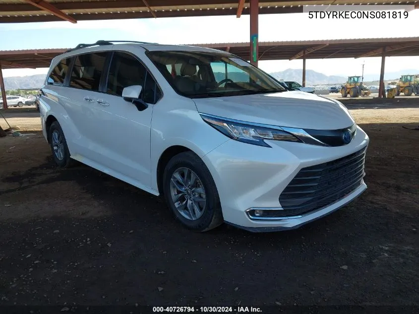 5TDYRKEC0NS081819 2022 Toyota Sienna Xle