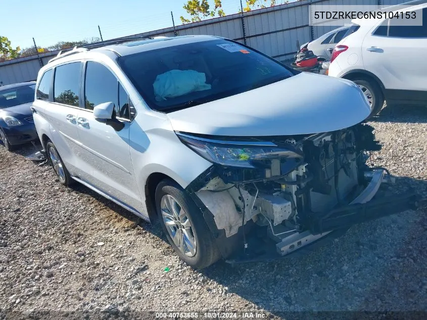 2022 Toyota Sienna Limited VIN: 5TDZRKEC6NS104153 Lot: 40753655