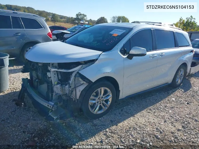 5TDZRKEC6NS104153 2022 Toyota Sienna Limited