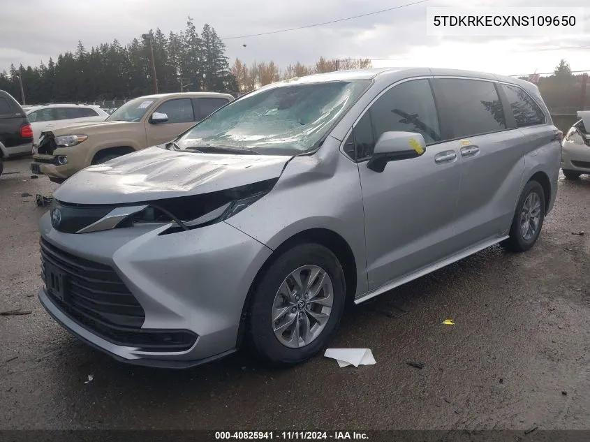 2022 Toyota Sienna Le VIN: 5TDKRKECXNS109650 Lot: 40825941