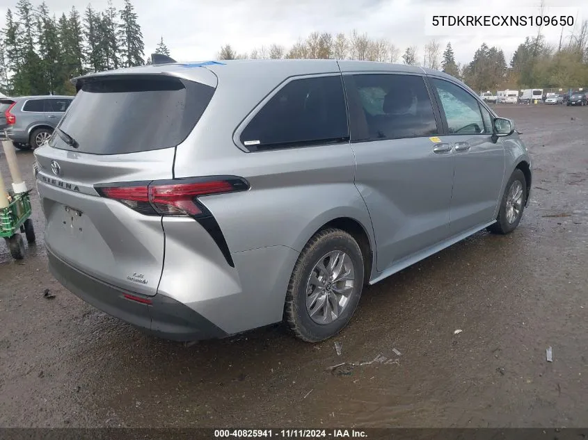 2022 Toyota Sienna Le VIN: 5TDKRKECXNS109650 Lot: 40825941