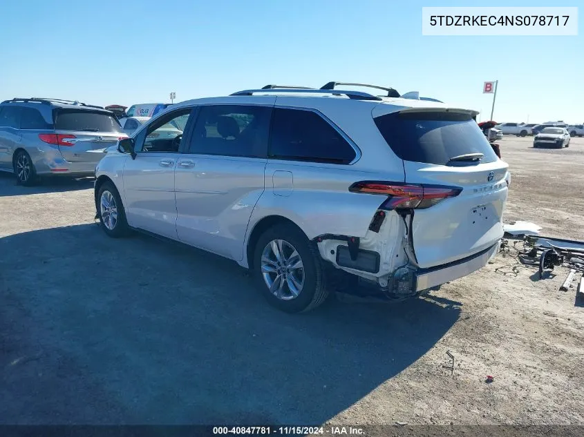 2022 Toyota Sienna Limited VIN: 5TDZRKEC4NS078717 Lot: 40847781