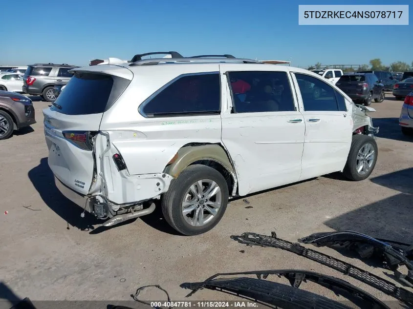 2022 Toyota Sienna Limited VIN: 5TDZRKEC4NS078717 Lot: 40847781