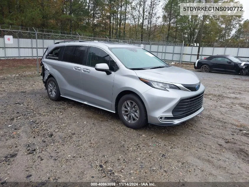 2022 Toyota Sienna Xle VIN: 5TDYRKEC1NS090772 Lot: 40863059