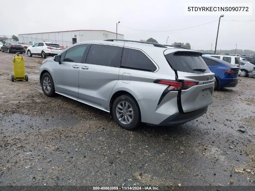 2022 Toyota Sienna Xle VIN: 5TDYRKEC1NS090772 Lot: 40863059