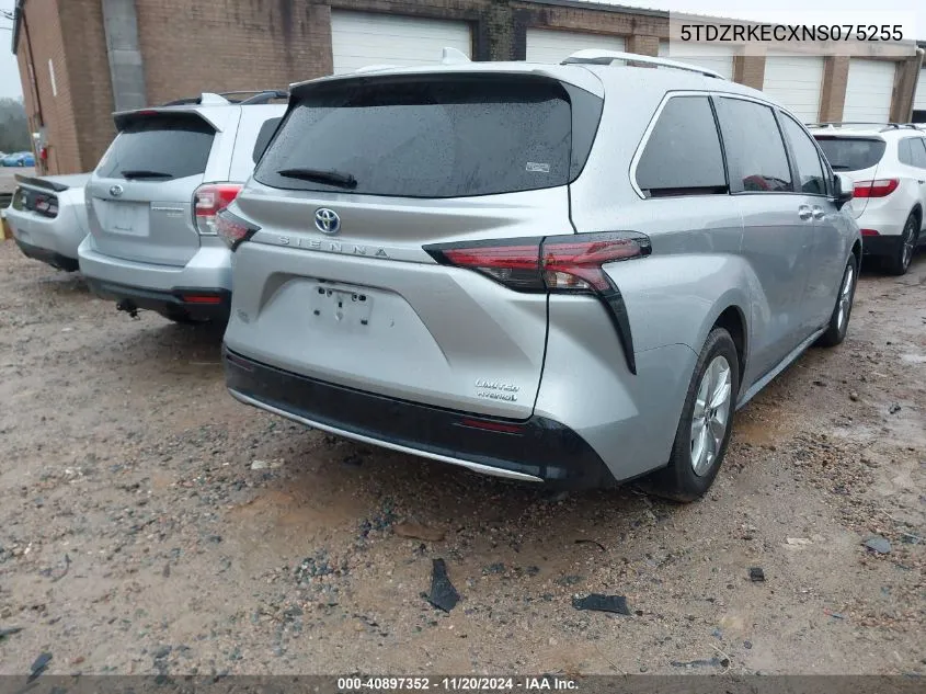 2022 Toyota Sienna Limited VIN: 5TDZRKECXNS075255 Lot: 40897352