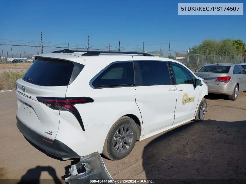 2023 Toyota Sienna Le VIN: 5TDKRKEC7PS174507 Lot: 40441607