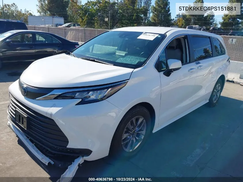 2023 Toyota Sienna Le VIN: 5TDKRKEC4PS151881 Lot: 40636798