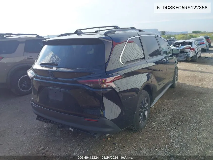 2024 Toyota Sienna Xse/Woodland Edition VIN: 5TDCSKFC6RS122358 Lot: 40412224