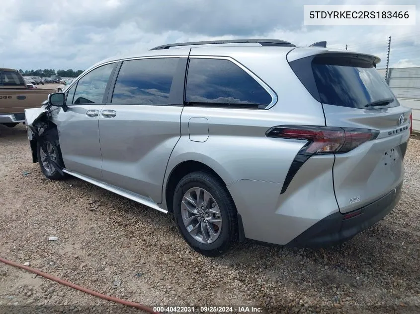 2024 Toyota Sienna Xle VIN: 5TDYRKEC2RS183466 Lot: 40422031