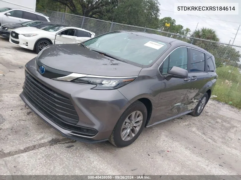 2024 Toyota Sienna Le VIN: 5TDKRKECXRS184614 Lot: 40438055