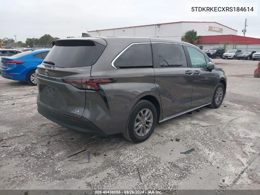 2024 Toyota Sienna Le VIN: 5TDKRKECXRS184614 Lot: 40438055