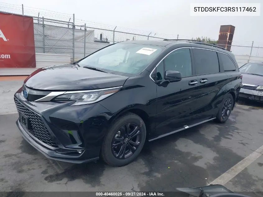 2024 Toyota Sienna Xse VIN: 5TDDSKFC3RS117462 Lot: 40460025