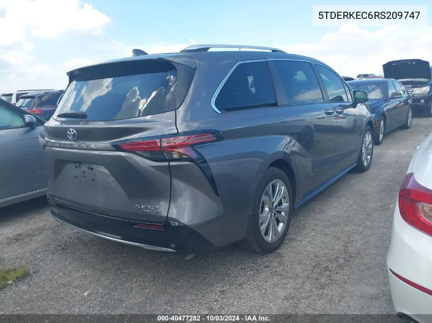 2024 Toyota Sienna Platinum VIN: 5TDERKEC6RS209747 Lot: 40477282