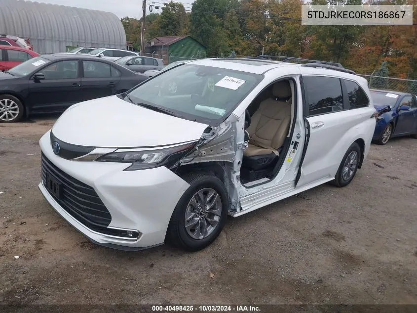 2024 Toyota Sienna Xle VIN: 5TDJRKEC0RS186867 Lot: 40498425