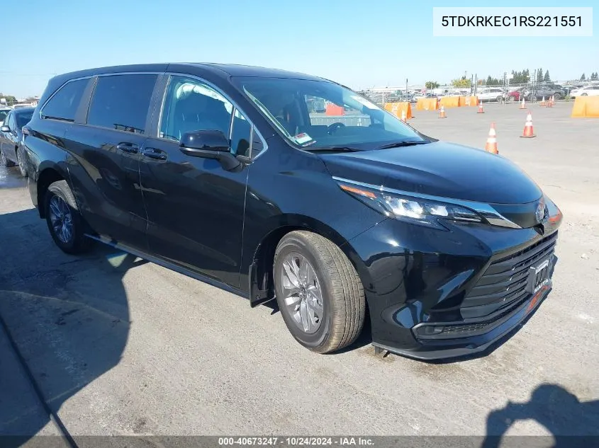 2024 Toyota Sienna Le VIN: 5TDKRKEC1RS221551 Lot: 40673247