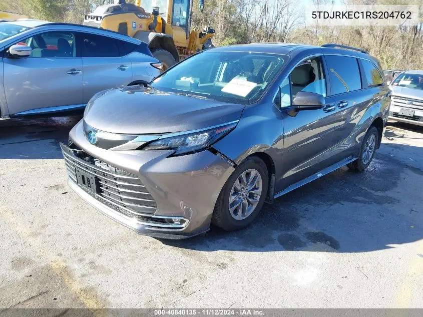 2024 Toyota Sienna Xle VIN: 5TDJRKEC1RS204762 Lot: 40840135