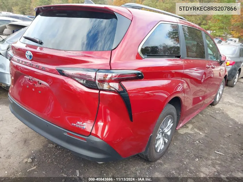 2024 Toyota Sienna Xle VIN: 5TDYRKEC8RS207866 Lot: 40843666