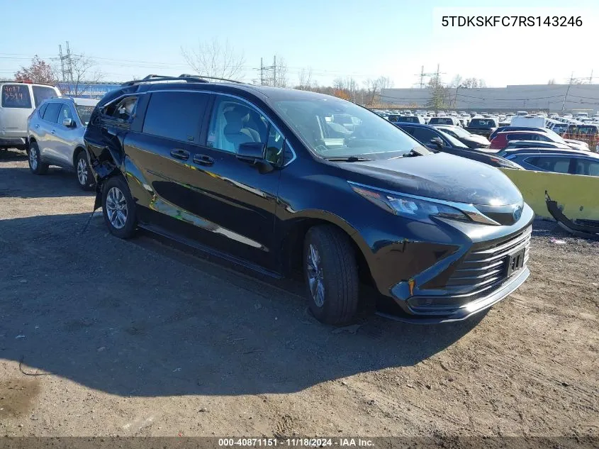 2024 Toyota Sienna Le VIN: 5TDKSKFC7RS143246 Lot: 40871151