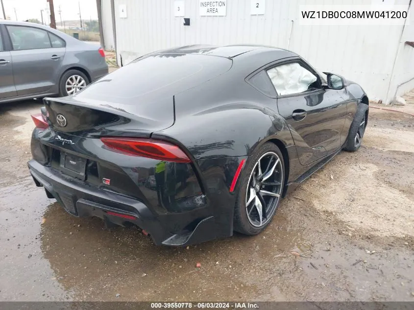 2021 Toyota Gr Supra 3.0 VIN: WZ1DB0C08MW041200 Lot: 39550778