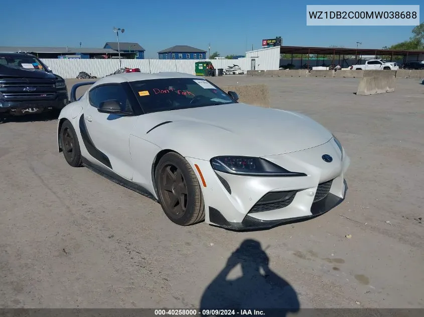 2021 Toyota Gr Supra 2.0 VIN: WZ1DB2C00MW038688 Lot: 40258000