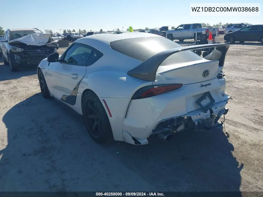 2021 Toyota Gr Supra 2.0 VIN: WZ1DB2C00MW038688 Lot: 40258000