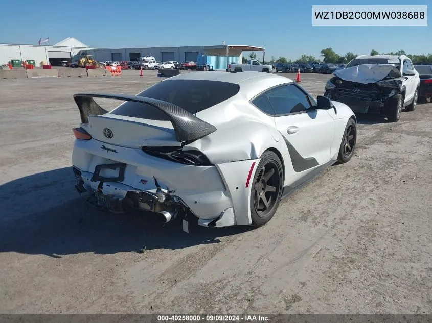 2021 Toyota Gr Supra 2.0 VIN: WZ1DB2C00MW038688 Lot: 40258000