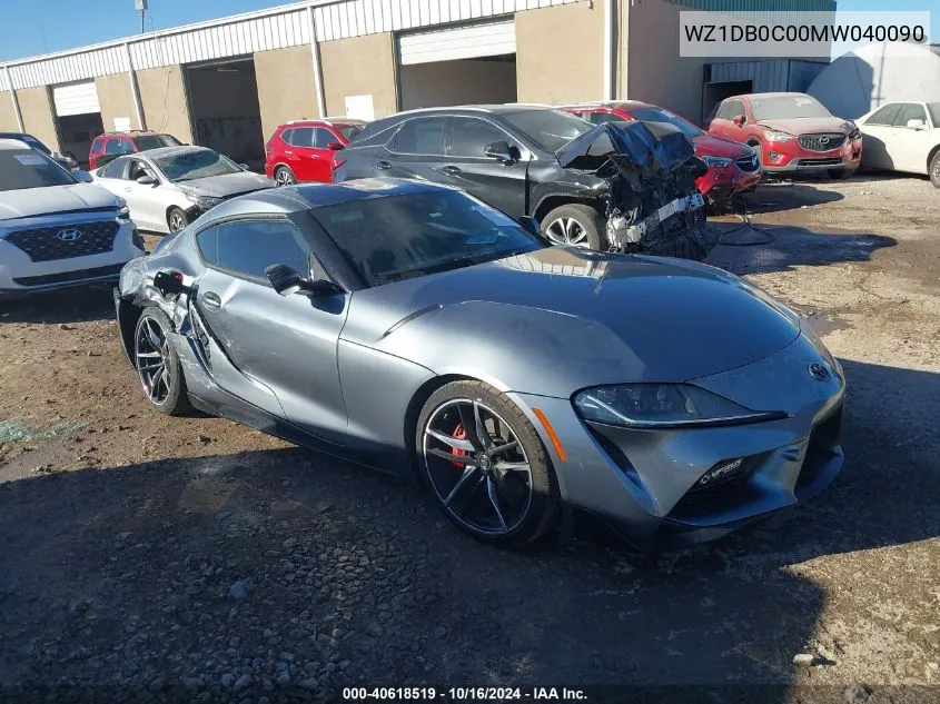 2021 Toyota Gr Supra 3.0 Premium VIN: WZ1DB0C00MW040090 Lot: 40618519