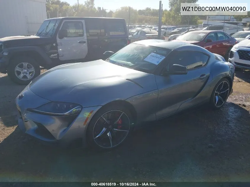 2021 Toyota Gr Supra 3.0 Premium VIN: WZ1DB0C00MW040090 Lot: 40618519