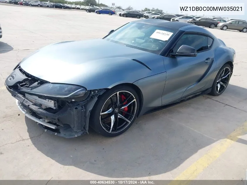 2021 Toyota Gr Supra 3.0 Premium VIN: WZ1DB0C00MW035021 Lot: 40634530