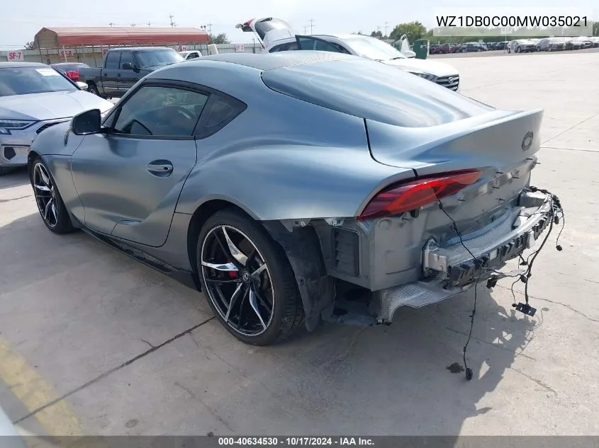 2021 Toyota Gr Supra 3.0 Premium VIN: WZ1DB0C00MW035021 Lot: 40634530