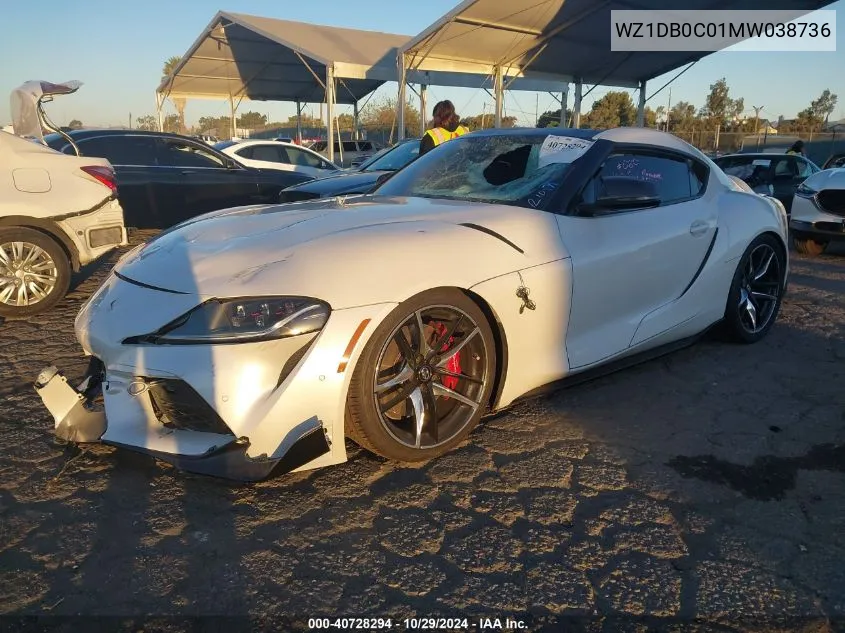 2021 Toyota Gr Supra 3.0 Premium VIN: WZ1DB0C01MW038736 Lot: 40728294