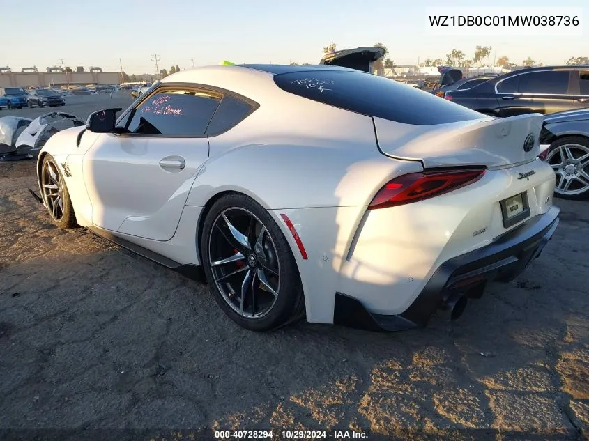 2021 Toyota Gr Supra 3.0 Premium VIN: WZ1DB0C01MW038736 Lot: 40728294