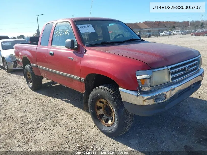 1995 Toyota T100 Xtracab Dx VIN: JT4VD22E8S0005707 Lot: 40825914