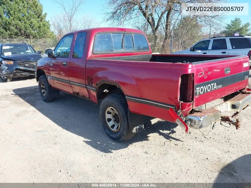 1995 Toyota T100 Xtracab Dx VIN: JT4VD22E8S0005707 Lot: 40825914