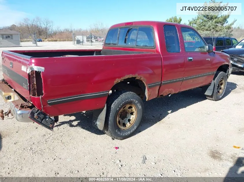 1995 Toyota T100 Xtracab Dx VIN: JT4VD22E8S0005707 Lot: 40825914