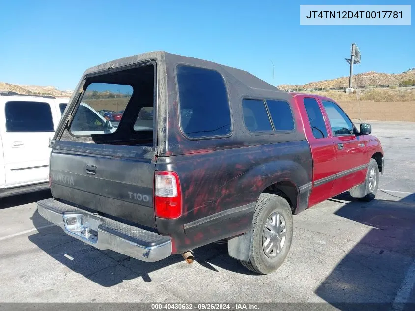 1996 Toyota T100 Xtracab VIN: JT4TN12D4T0017781 Lot: 40430632