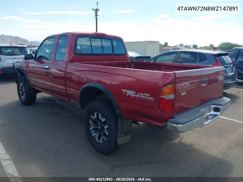 1998 Toyota Tacoma Base V6 VIN: 4TAWN72N8WZ147891 Lot: 40212993