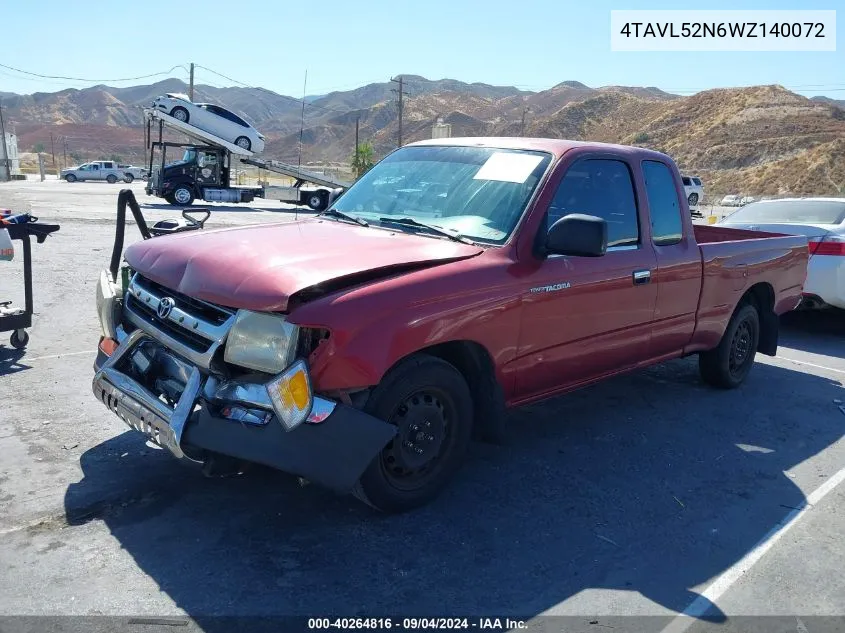 1998 Toyota Tacoma VIN: 4TAVL52N6WZ140072 Lot: 40264816