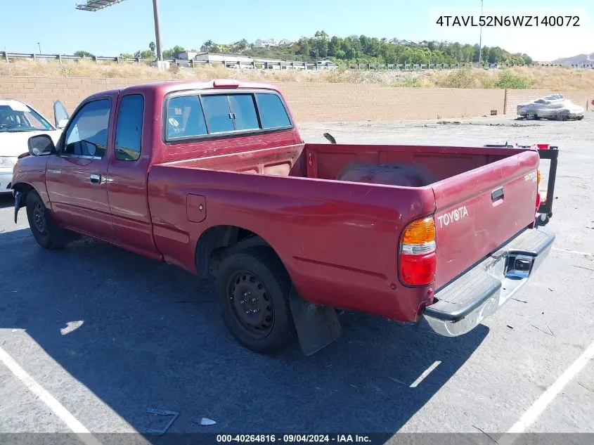 1998 Toyota Tacoma VIN: 4TAVL52N6WZ140072 Lot: 40264816