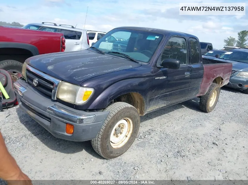 1998 Toyota Tacoma Xtracab VIN: 4TAWM72N4WZ137958 Lot: 40269027