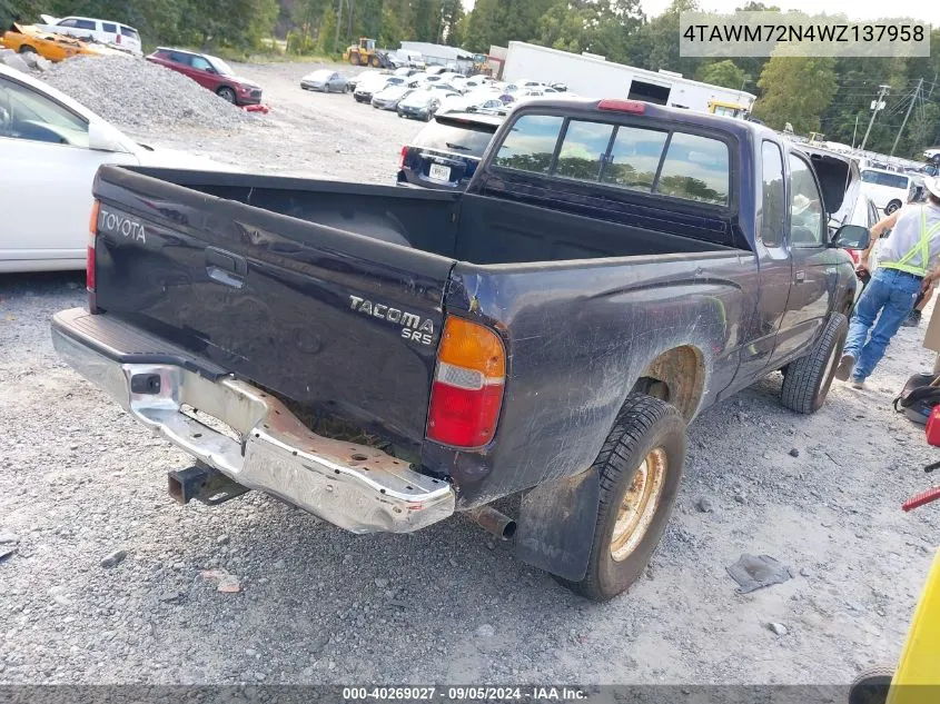 1998 Toyota Tacoma Xtracab VIN: 4TAWM72N4WZ137958 Lot: 40269027