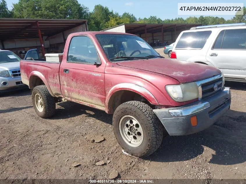 1998 Toyota Tacoma VIN: 4TAPM62N4WZ002722 Lot: 40311735