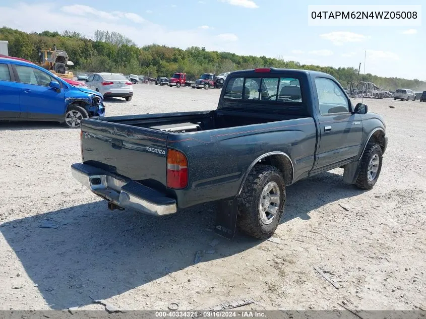 1998 Toyota Tacoma VIN: 04TAPM62N4WZ05008 Lot: 40334321