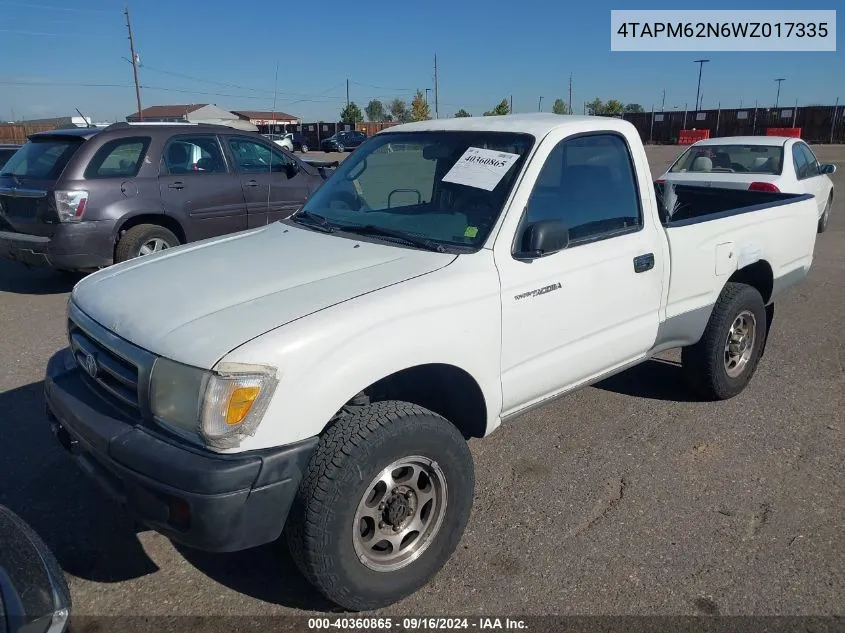 1998 Toyota Tacoma VIN: 4TAPM62N6WZ017335 Lot: 40360865