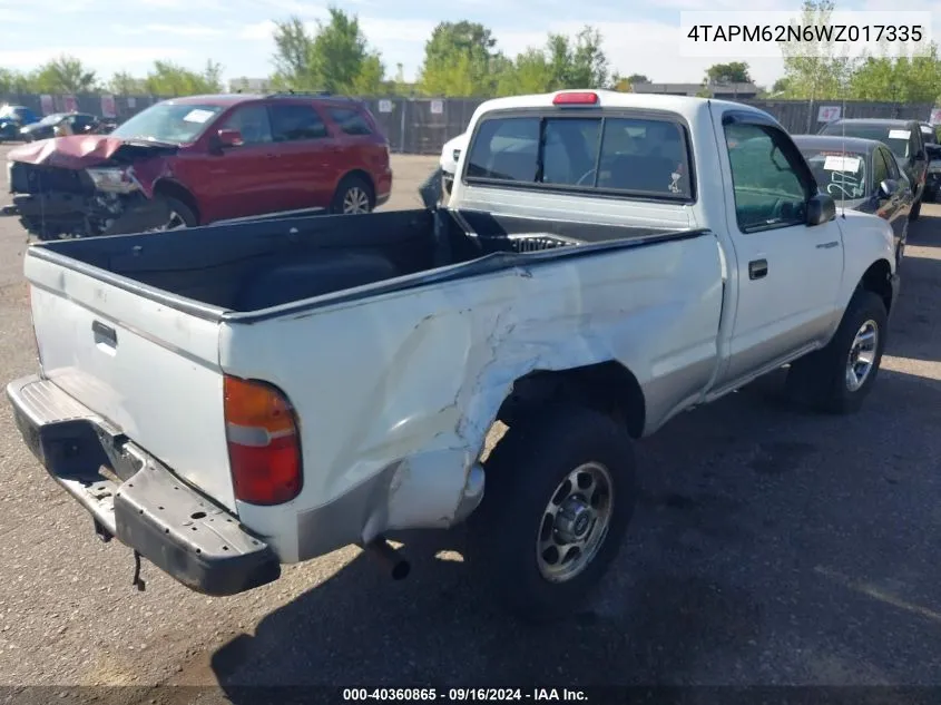 1998 Toyota Tacoma VIN: 4TAPM62N6WZ017335 Lot: 40360865